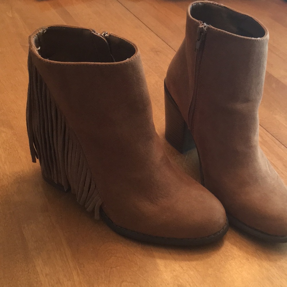 Tan Suede Fringe Boots